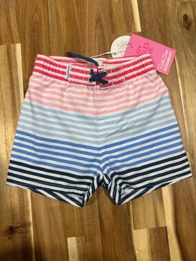 NWT - RuggedButts Multicolor Stripe Kids Swim Shorts size 12-18 months